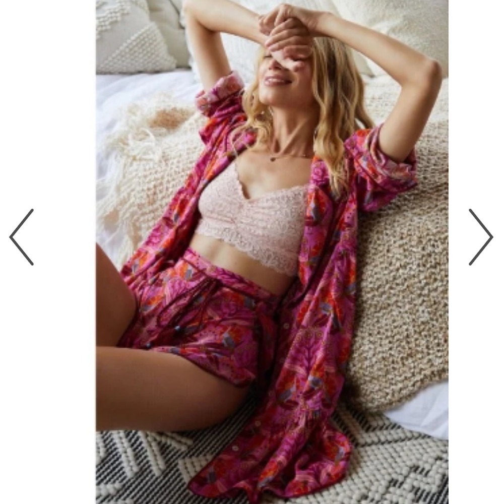 Anthropologie Vibrant Pink Floral Lounge Set